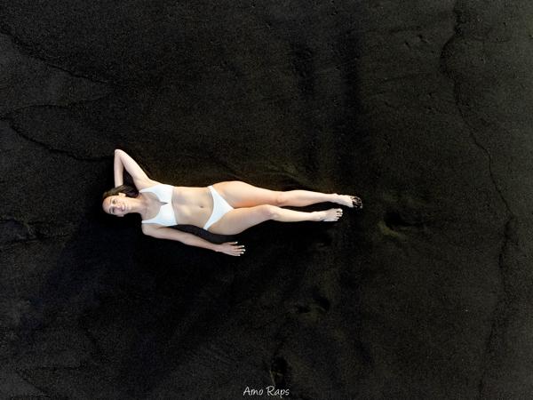 Johanna at vulcanic beach, Azores